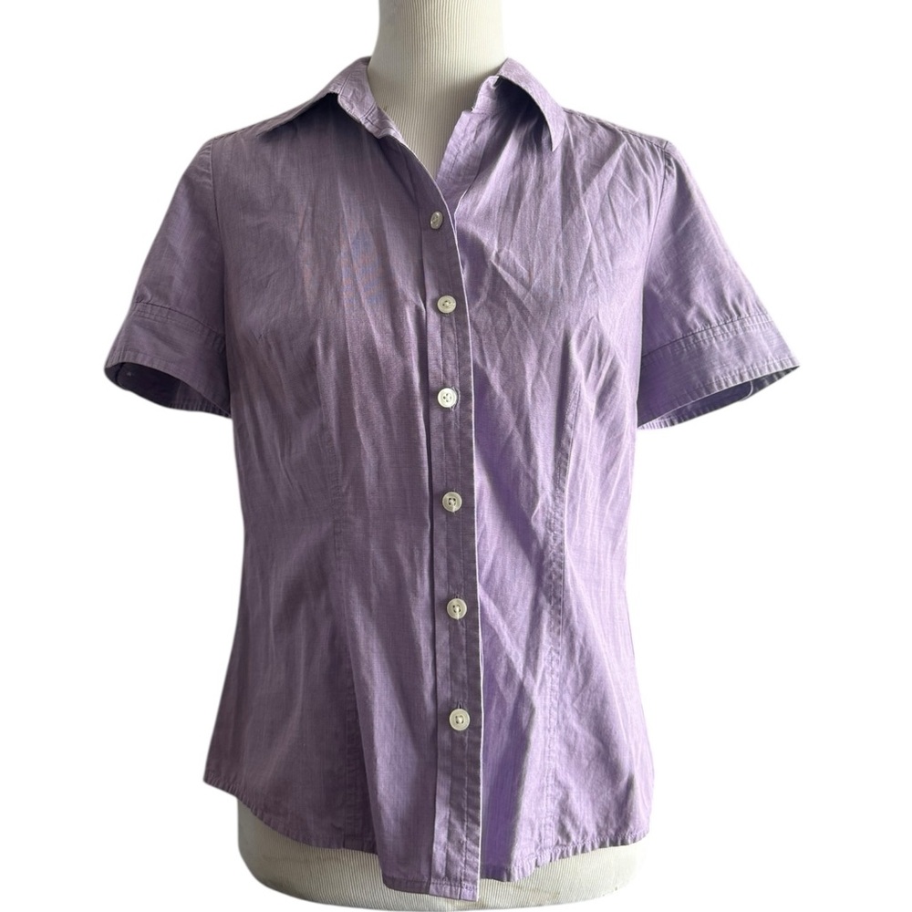 🌼5 for 25🌼 LOFT Purple Short Sleeve Button Down Shirt Size 8 - Picture 2 of 9